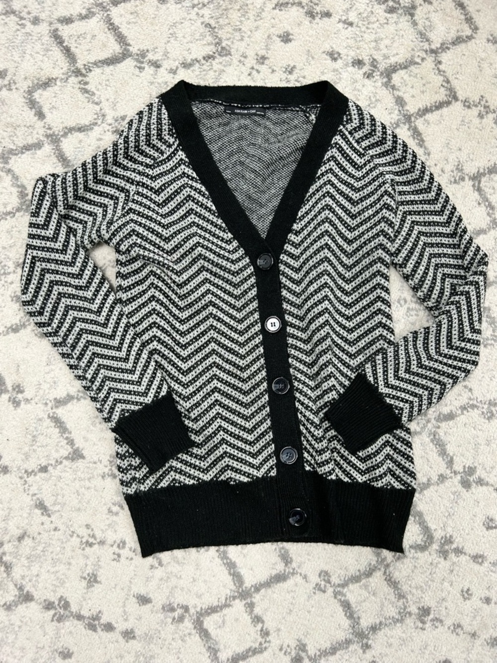 Ash Rain + Oak Striped Zigzag Black white button down cardigan women’s medium